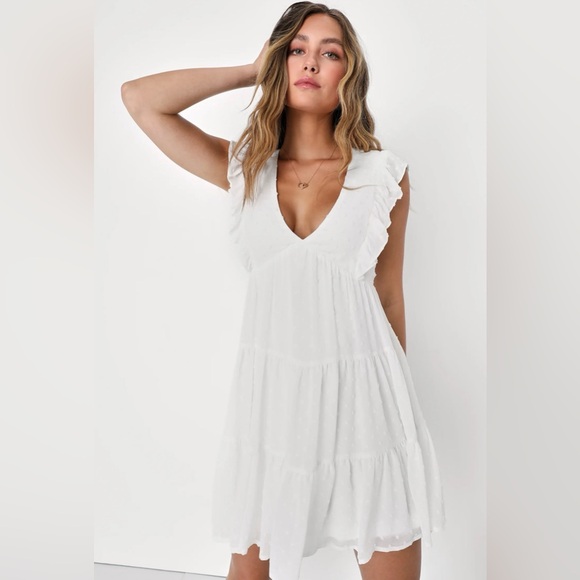 Lulus White Ruffle Mini Dress - Picture 3 of 11